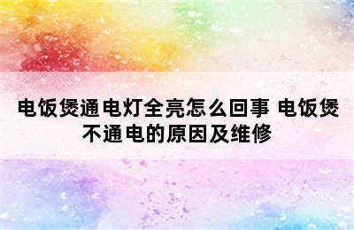 电饭煲通电灯全亮怎么回事 电饭煲不通电的原因及维修